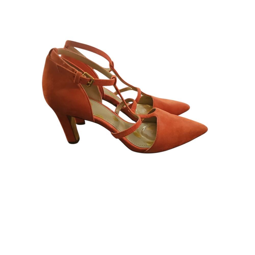 Boden 37 coral pink suede strappy heels sz 6